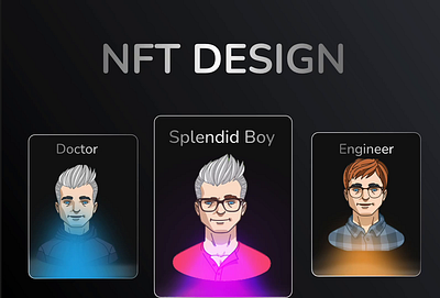 NFT Character & card design 2d character blender crypto design figma futuristic illustration nft nft cards nft character nft design ui uiux ux