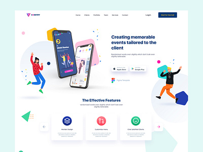 Eventry | Product Landing Page design design studio event app website figma landing page marketing landing page mobile application product landing page promotional page ui ui design ux ux design website website design