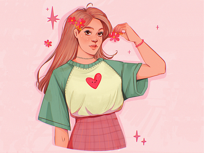 Y2K girl 00s art design girl graphic design illustration leaves logo nostalgia outfit portrait style y2k