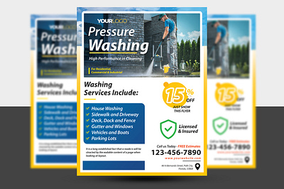 Pressure washing flyer template design ad ads advert advertising driveway cleaning flyer flyer design graphic design house cleaning leaflet letter size marketing flyer power wash pressure wash print design print ready promotion soft wash speed wash template