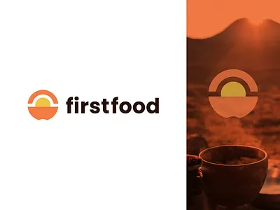 Logo concept - firstfood app logo bowl branding coffee first food for sell hotel icon identity logo logo design logo maker negative space logo restaurants startup sun symbol mark ui website