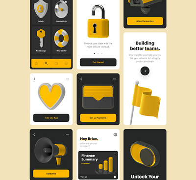 3D illustrations and icons for mobile and web apps 3d 3d icons design graphic design icons illustration landing design landing page ux ui mobile app design mobile ui mobile ux splash screen ui ux