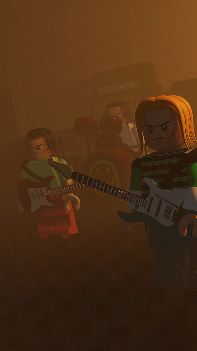 Nirvana Lego 3D 3d 90 album animation artist band graphic design grunge guitar kurt kurt cobain metal modeling motion graphics music official punk rock smile like teen spirit ui