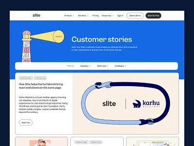 Slite - Website Customer Stories b2b saas customer stories page design knowledge app notion alternative slite website