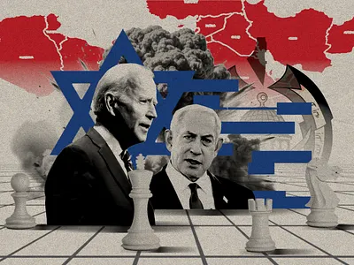 Biden visits Israel collage digital digital art editorial illustration graphic design illustration