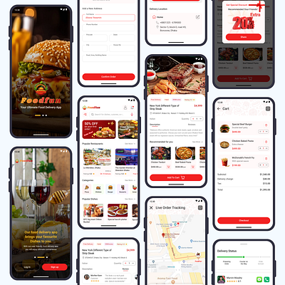 Food fun app design e commerce app design food app design food delivery app design mobile app design online food delivery app ui design ux design