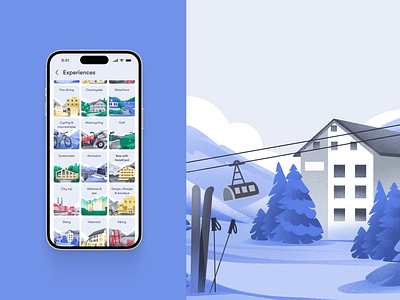 HotelCard Service Illustrations: Skiing animation branding design design studio digital art digital illustration digital painting graphic design hotels illustration illustration art illustrations illustrator motion graphics nature tourism travel ui ux