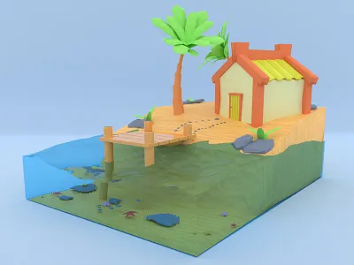 3D Beach 3d 3d art 3d illustrations 3d object blender c4d design graphic design illustration logo