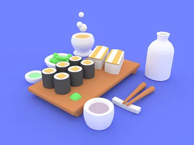 3D Sushi Model 3d 3d art 3d illustrations 3d object blender c4d design graphic design illustration logo