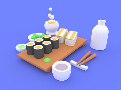 3D Sushi Model 3d 3d art 3d illustrations 3d object blender c4d design graphic design illustration logo