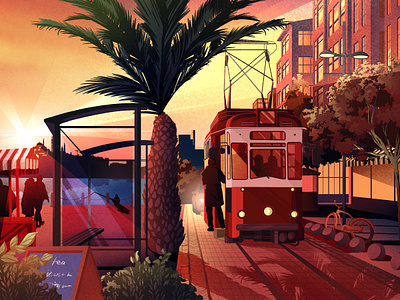 Trip in Istanbul architecture art artwork food houses illustration illustration art ocean sunset train travel