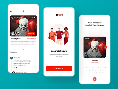 RiBby app design cinema app clean design colorize ui concept design design app illustration inspiration movie app movie app design ui ui app ui concept ui inspiration uikit uitrends uiux uiuxsupply