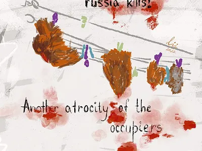 "russia kills!people, animals, this time chickens!" 5.04.2022 art illustration war chiken chikenkillsrussia