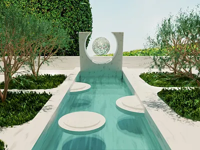 Летний сад - 3D модель 3d 3д моделирование 3д модель graphic design блендер блендер 3д деревья дизайн продукта дизайн среды игра летний сад локация локация в игре моделирование модерн мрамор парк пк сад современный дизайн