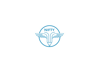 Nifty blue brand branding case circle fly icon illustration kids logo n paper pen pencil school stationery ui university vector wing