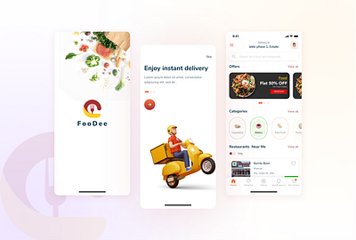 FooDee Food Delivery App graphic design logo ui uiuxdesign user interface ux ux design visual design