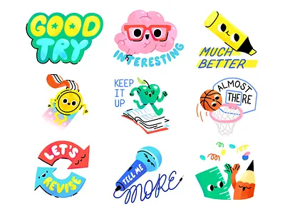 Kami stickers 👩🎓👨🎓 apple book brain character education illustration learning mishax pencil reward sticker stickerpack stickers