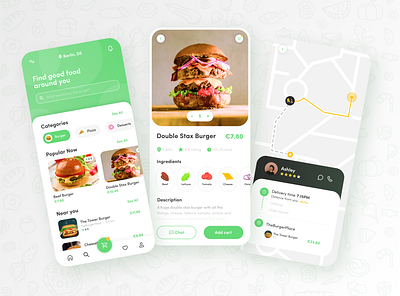 Food app design 🍔 app burger delivery design desserts food food delivery graphic design green illustration ingredients mobile orange order pizza shop ui vector vegan vibrant