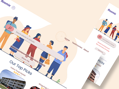 Roomie - Student Accommodation Site Landing Page design landing page ui ux website
