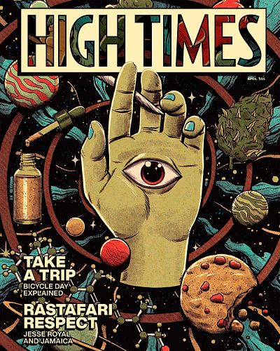 High Times Magazine 420 cover hemp magazine marijuana psychedelic sci fi sci fi scifi space trip trippy weed