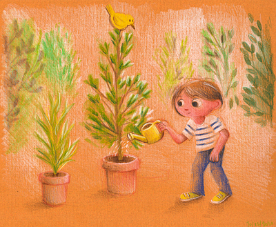Interior garden illustration