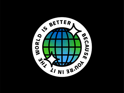 The World Is Better Stamp badge disc golf gradient icon illustration logo pma positivity stampp world