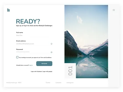 DailyUI challenge 001 - SIGN UP 001 app branding daily ui 001 dailychallenge dailyui design graphic design illustration logo minimal ui ux web webdesign webpage