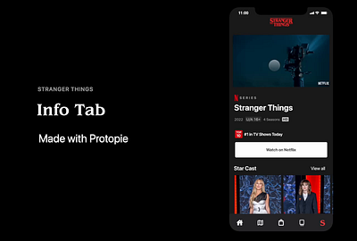 Stranger Things | Info Tab animation app dailyui design madewithprotopie mobile motion graphics netflix protopie stranger things strangerthingsstore ui ux