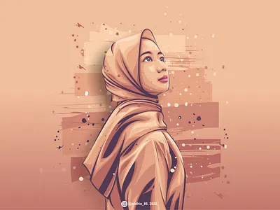 Cute Hijab 2 coreldraw design hijab illustration indonesia lineart moslem portrait vector