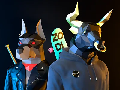 Night hunters 3d 3d art 3d character 3d illustration 3d modeling digital art lowpoly metaverse nft nft art