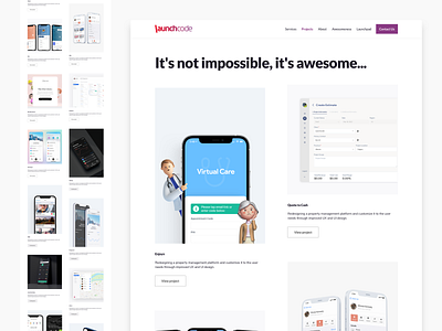 Previous projects clean design launchcode mobile mobile responsive previous work project page simple sketch ui ux website work done