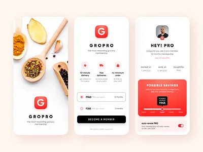 grocery membership android app card clean grocery ios membership minimal mobile plan ui ux