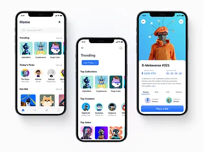 NFT Marketplace - Mobile app animation app design concept design e commerce market nft nftapp nftmaketplace ui ui design uiux