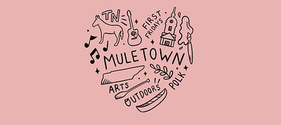 Muletown Heart T-shirt design art branding design drawing hand drawn illustration