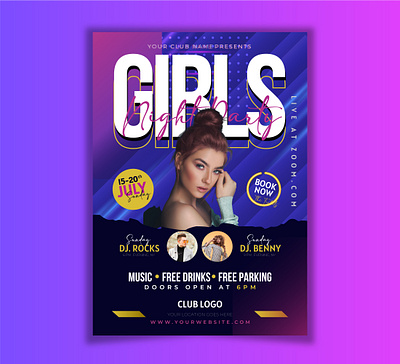 Girls Night Party Flyer and Poster design branding dance dj flyer girl night graphic design leaflet music party party flyer post poster rocks social media