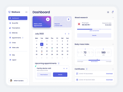 Medicare – Healthcare App Design app dashboard design healthcare management medical medicine ui