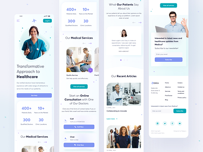 Medica - a healthcare platform - mobile blur call design doctor green health healthcare homepage medical mobile netguru newsletter patient responsive rwd testimonials ui