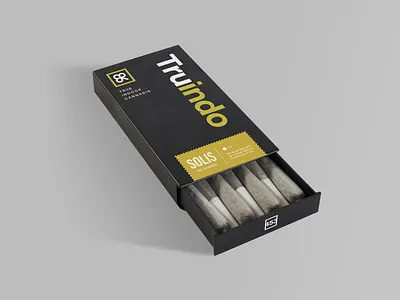 Truindo Packaging box box design brand brand design branding cannabis container design logo logo design marijuana marijuana branding mockup packaging packaging design preroll weed