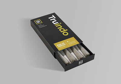 Truindo Packaging box box design brand brand design branding cannabis container design logo logo design marijuana marijuana branding mockup packaging packaging design preroll weed