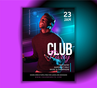 Club Party flyer and Poster design creative dj flyer gradient graphic design modern music party poster