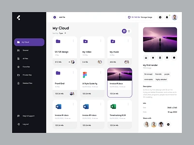 Cloud Storage Dashboard cloud app cloud storage cloud storage dashboard cloud system dashboard download files dropbox file file sharing file upload files folder google drive management platform saas storage ui ux web app