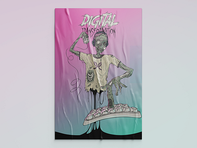 Digital Transformation - Zombie Developer Poster artwork cyber cyberpunk developer digital transformation illustration poster punk vector zombie