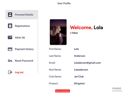 User Profile dailyui graphic design ui ui design uiux