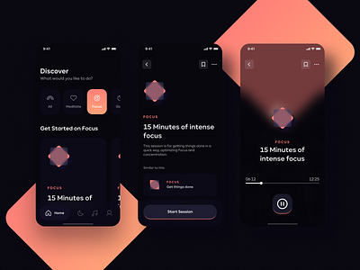Focus & Meditation App app carmen sans focus glass gradient icon ios meditation minimalistic sleep ui ux