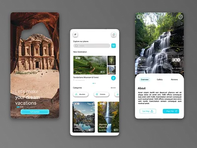 Travelling app UI app design illustration typography ui ux vector
