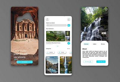 Travelling app UI app design illustration typography ui ux vector