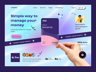 Fintik - Finance Landing Page bank bitcoin blockchain business card clean credit cryptocurrency ethereum features finance financial header money payment ui wallet web web design website