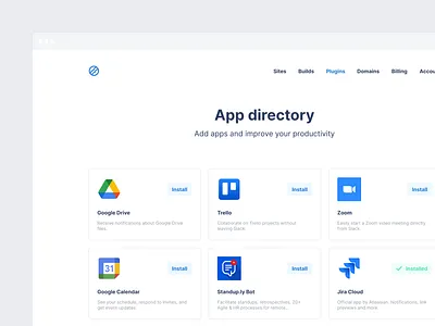 Integrations app apps clean dashboard design integrations plugin plugins productivity web app project management saas saas app settings settings page teamwork ui web webdesign workspace