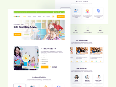 Kids School Web UI Landing Page Design child school figma kids school kinder garden landing page design play school pre school product design ui user intarface design ux web ui design website design