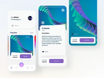 NFT App android app design ecommerce eth flat gallery ios marketplace nft ui ux